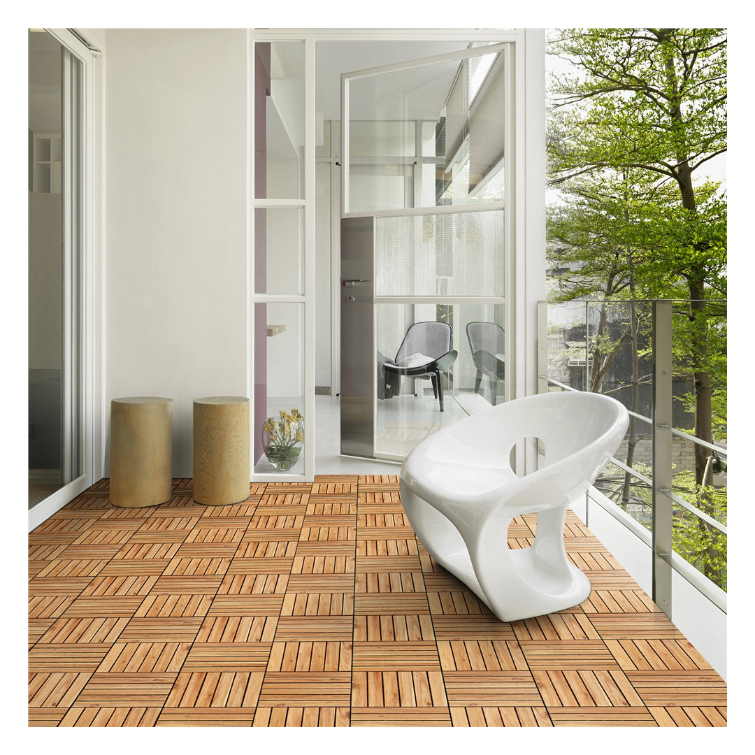 Acacia Natural Wood Interlocking Deck Tiles for Indoor and Outdoor